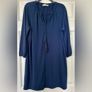 Michael Kors Navy 3/4 Sleeve Tassel Tie Dress